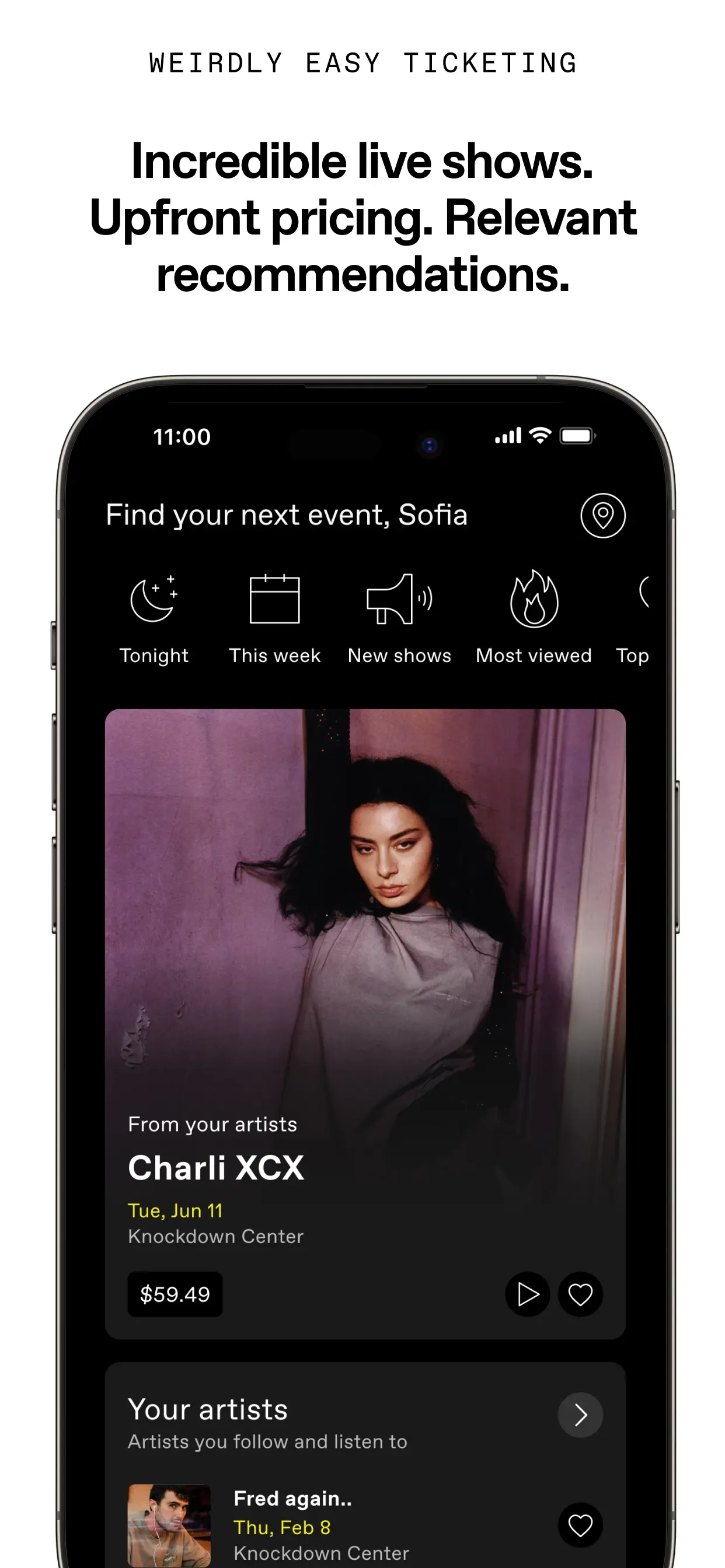 DICE: Live Shows App Store screenshot 1