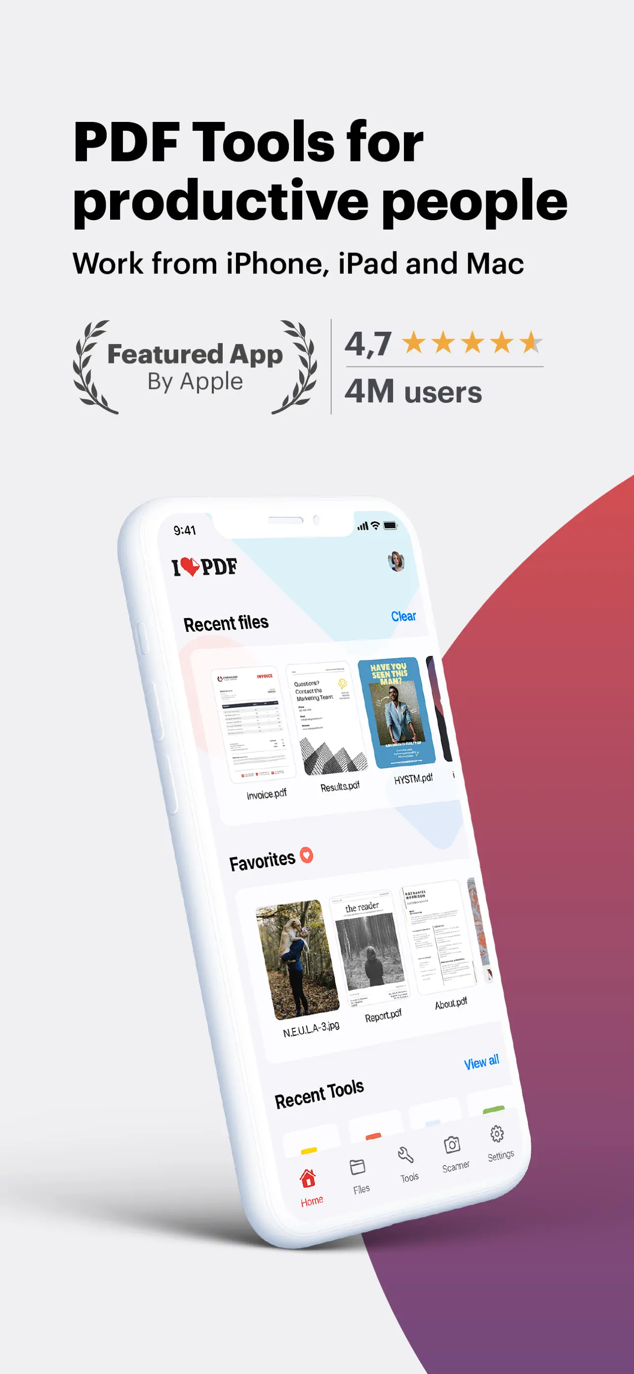 iLovePDF - PDF Editor & Scan App Store screenshot 1