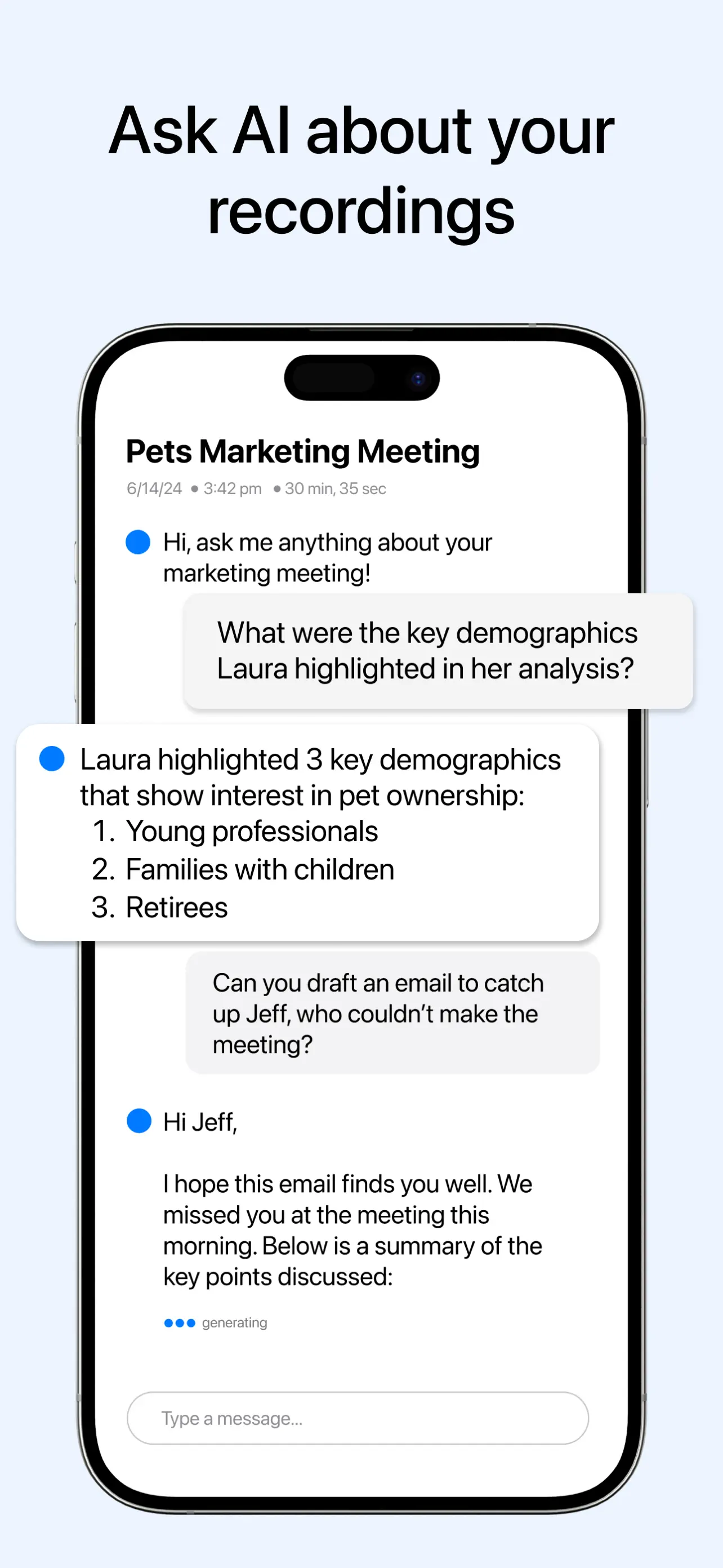 Minutes: AI Meeting Note Taker App Store screenshot 3