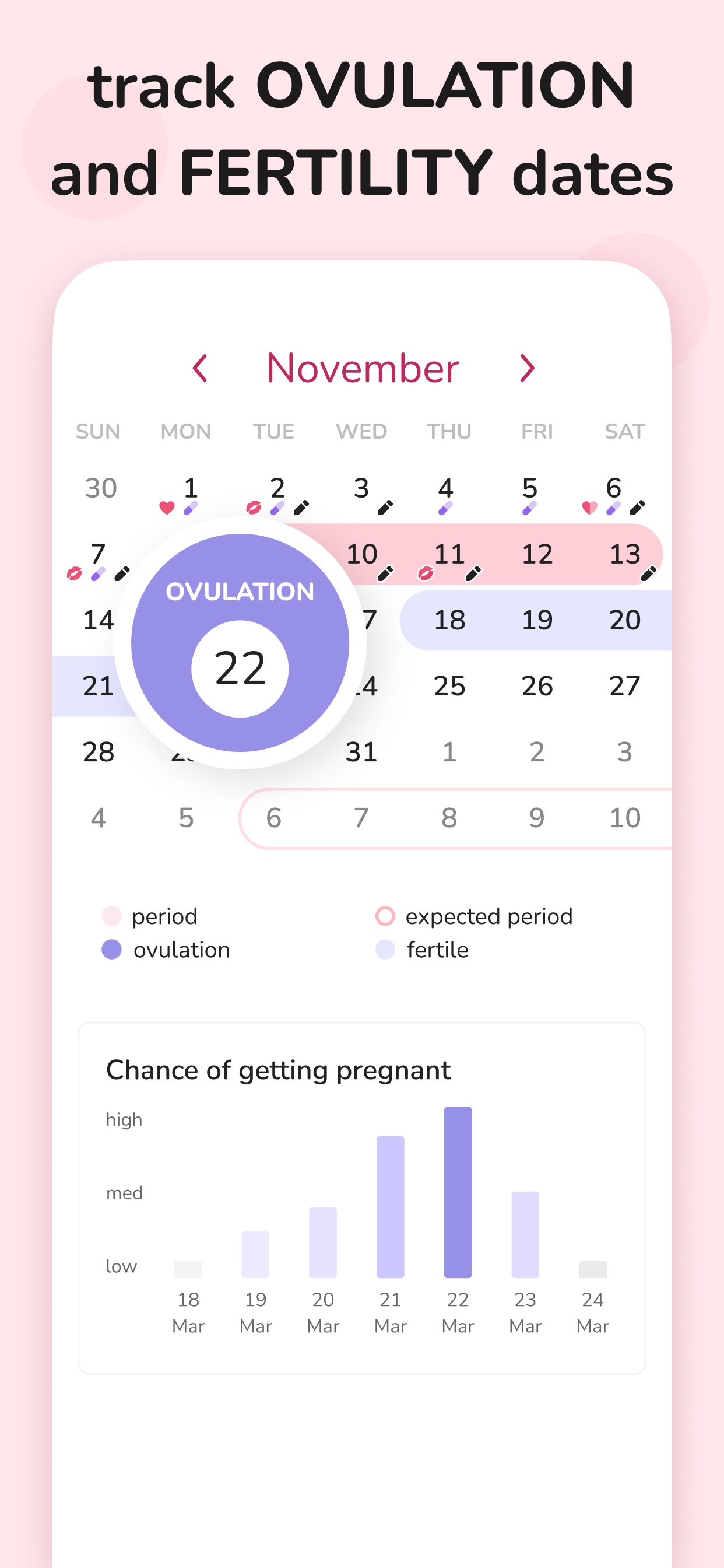 Period Tracker and Calendar App Store screenshot 1
