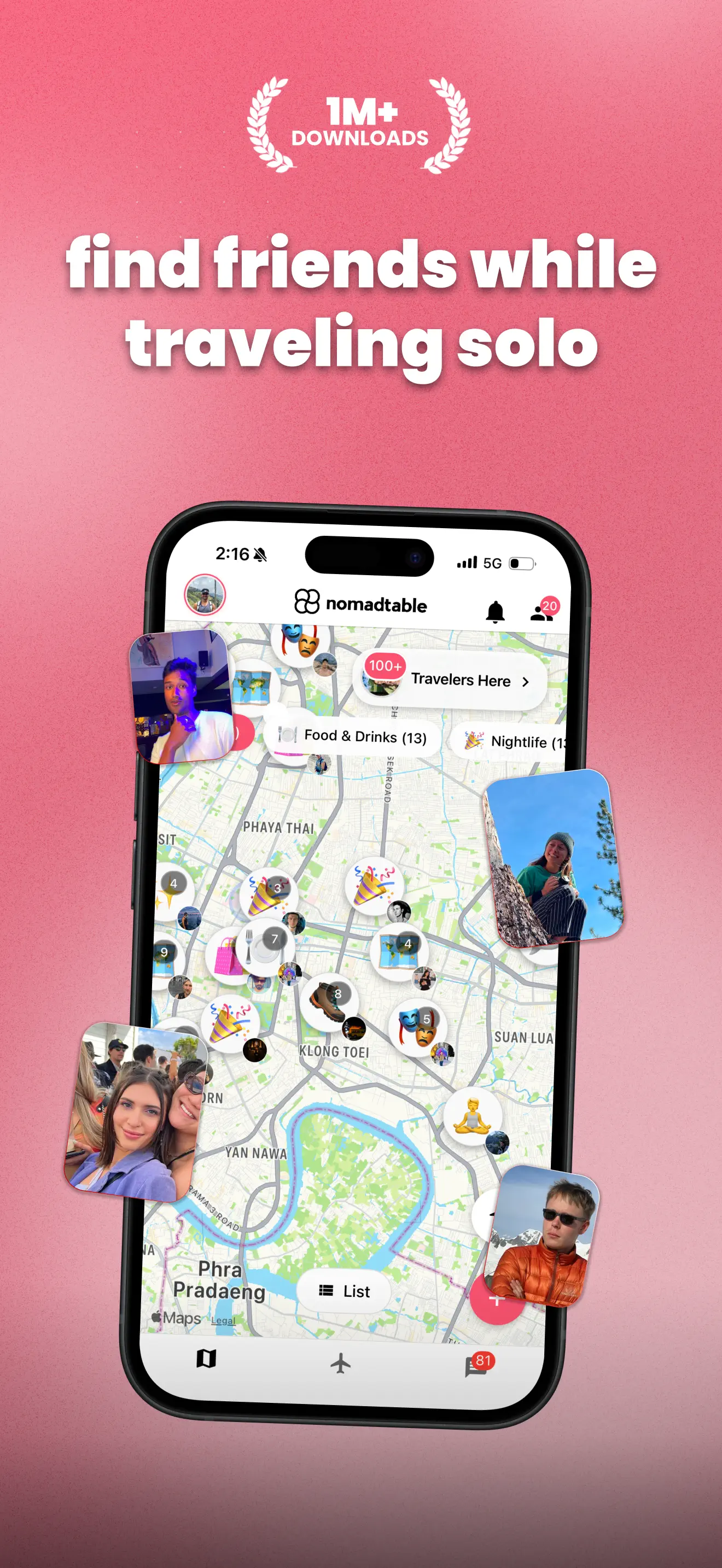 nomadtable: travel friends App Store screenshot 1
