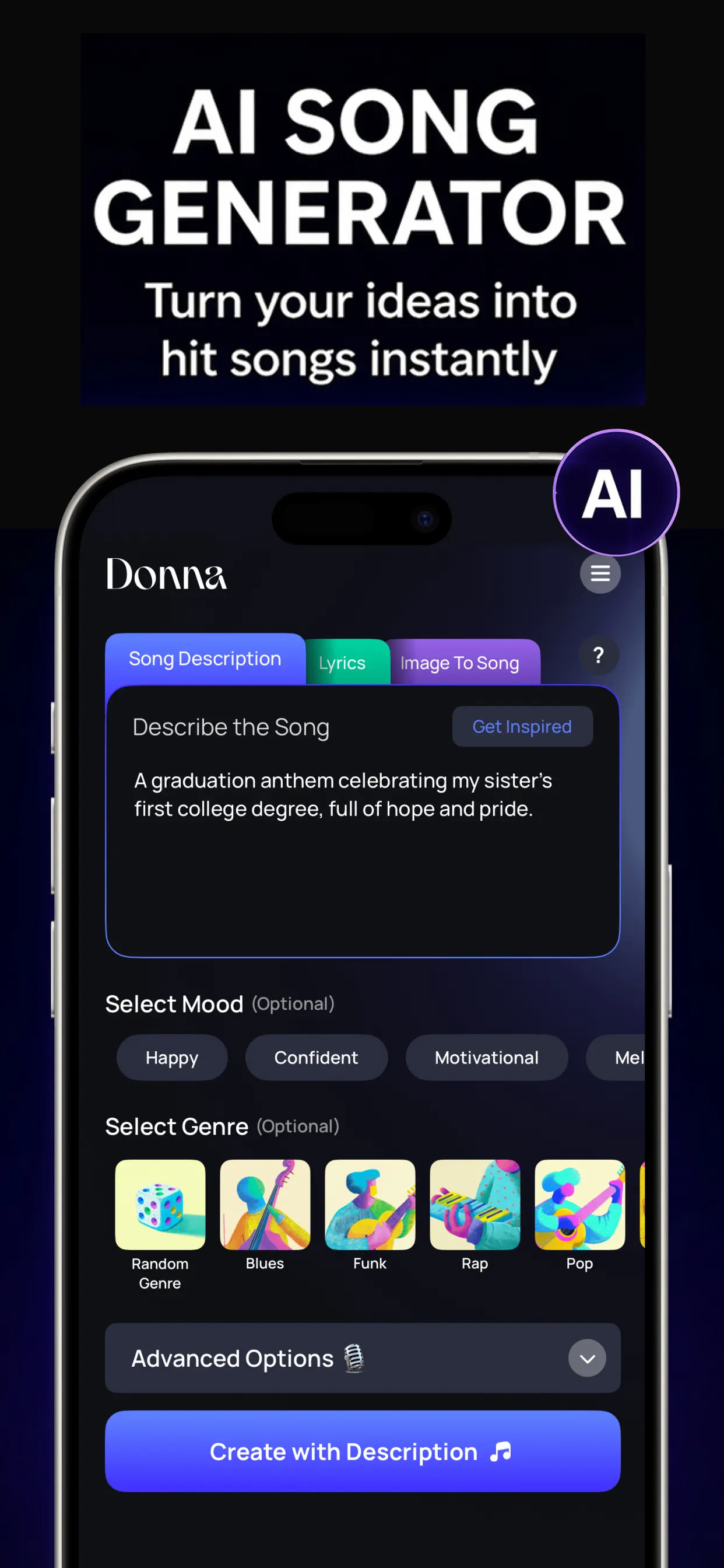 Donna AI Song & Music Maker App Store screenshot 2