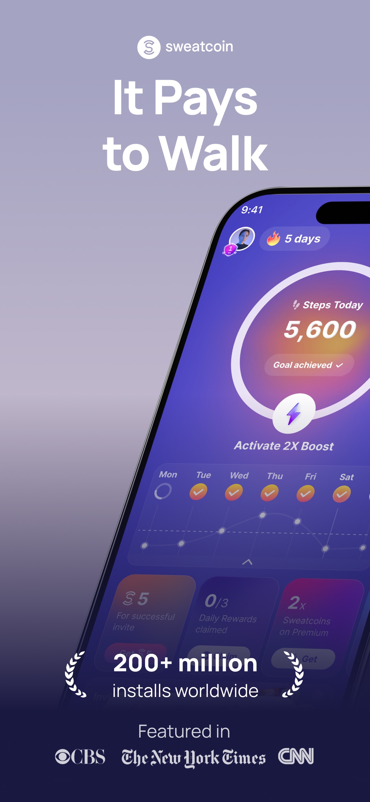 Sweatcoin Walking Step Counter App Store screenshot 2