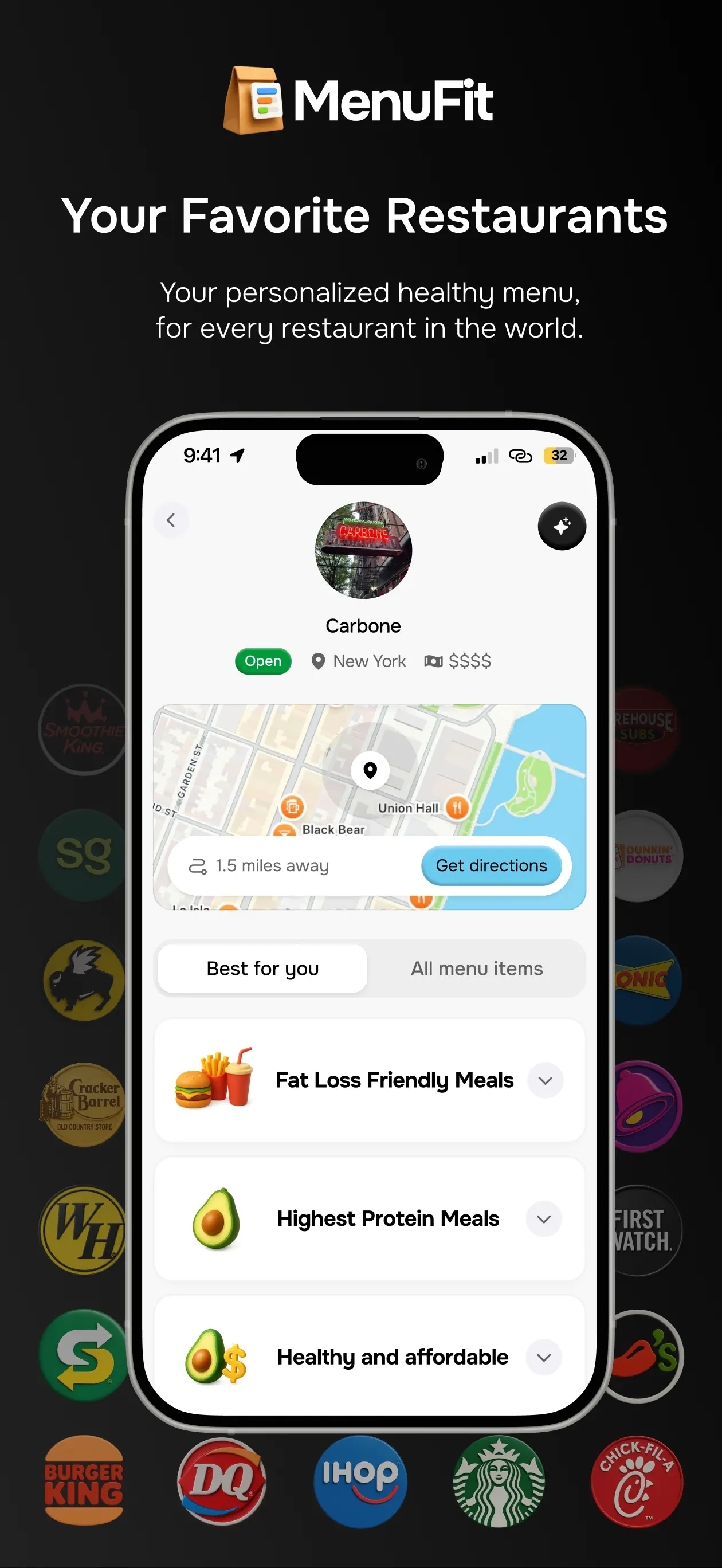 MenuFit - Healthy Eating Out App Store screenshot 2