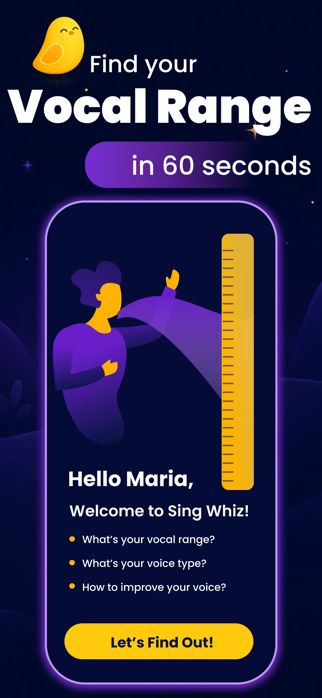 Vocal Range Finder - Sing Whiz App Store screenshot 1