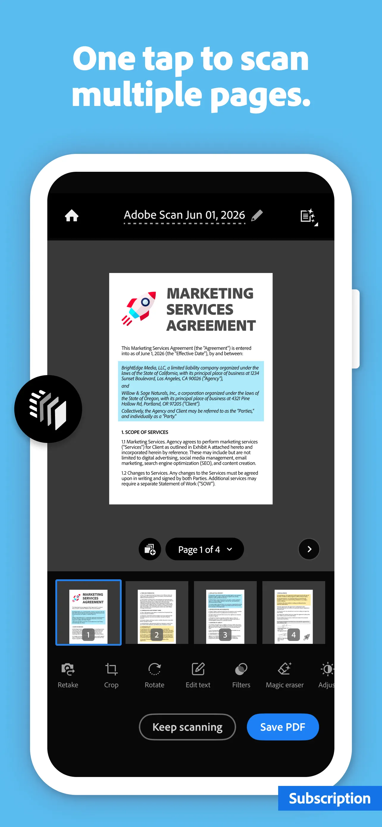 Adobe Scan: PDF & OCR Scanner App Store screenshot 1