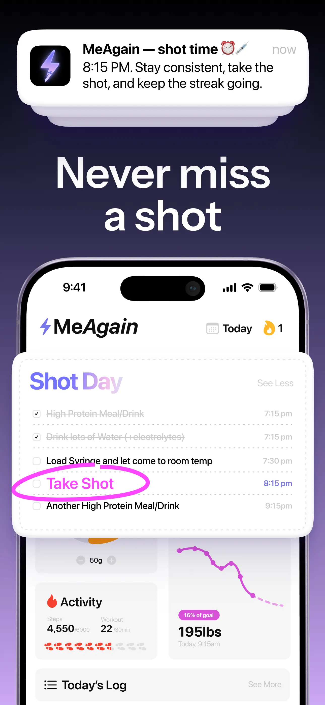 MeAgain: GLP-1 Tracker App App Store screenshot 4