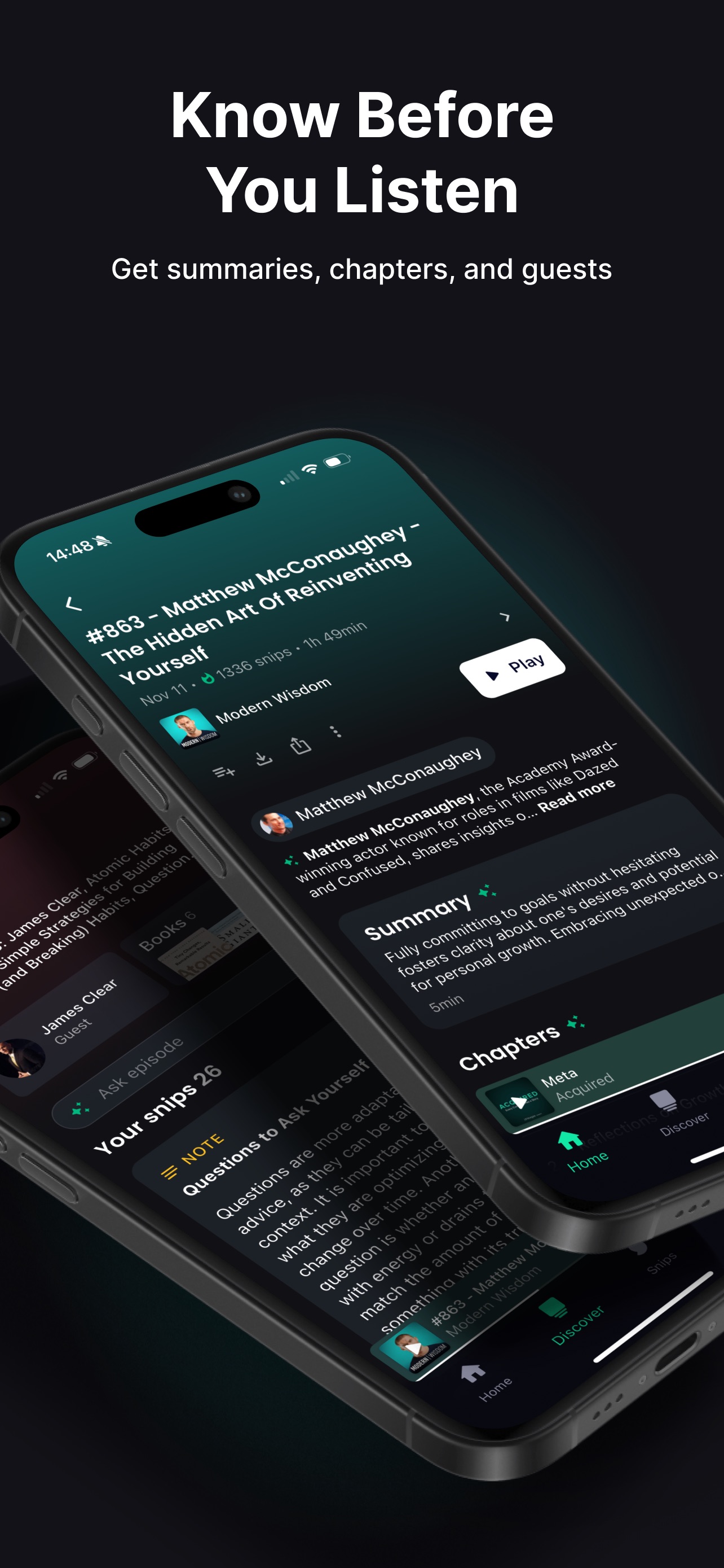 Snipd | AI Podcast Player App Store screenshot 2