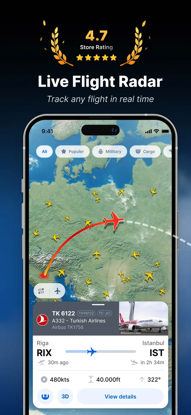 FlightSky: Live Flight Tracker App Store screenshot 1