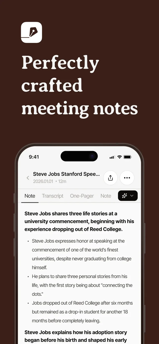 Tiro - AI Meeting Notes App Store screenshot 1
