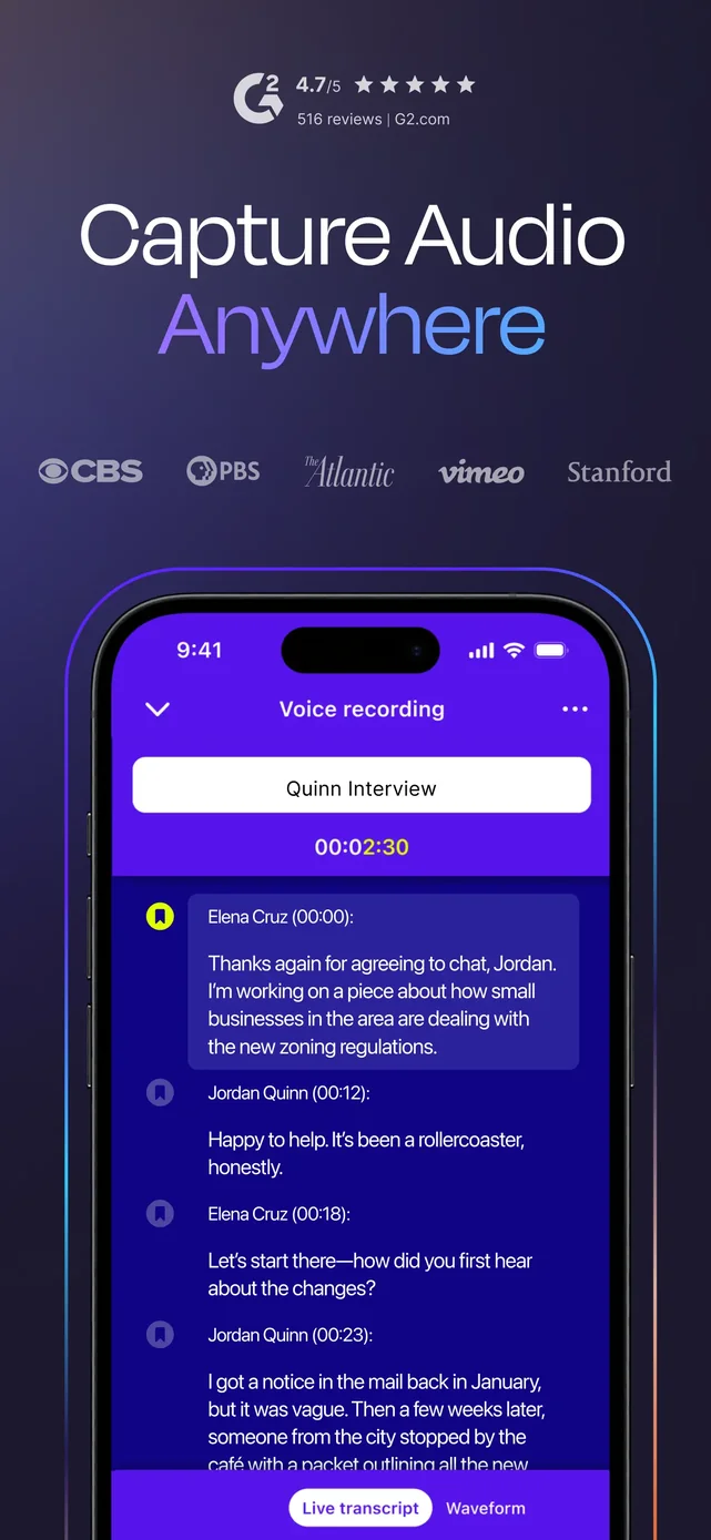 Rev: Record & Transcribe App Store screenshot 1