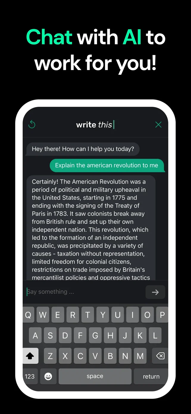 Write This - AI Text Generator App Store screenshot 1