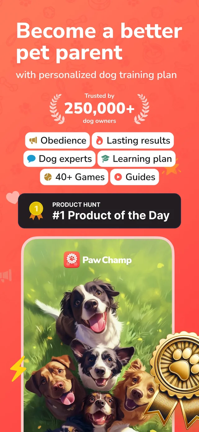 PawChamp - Dog Training & Care App Store screenshot 1