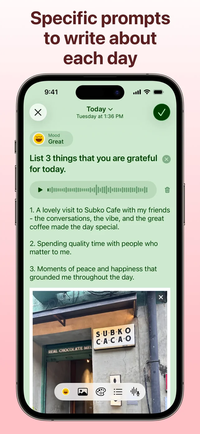 Gratitude: Self-Care Journal App Store screenshot 3