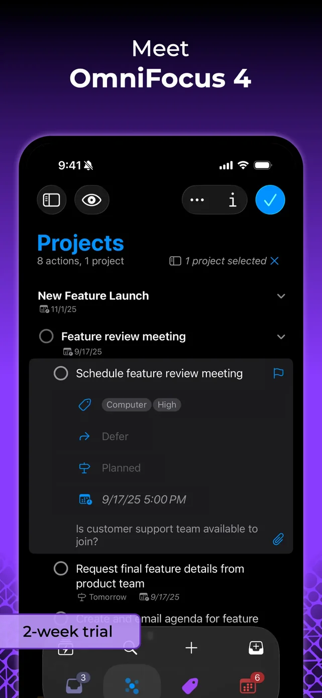 OmniFocus 4 App Store screenshot 1
