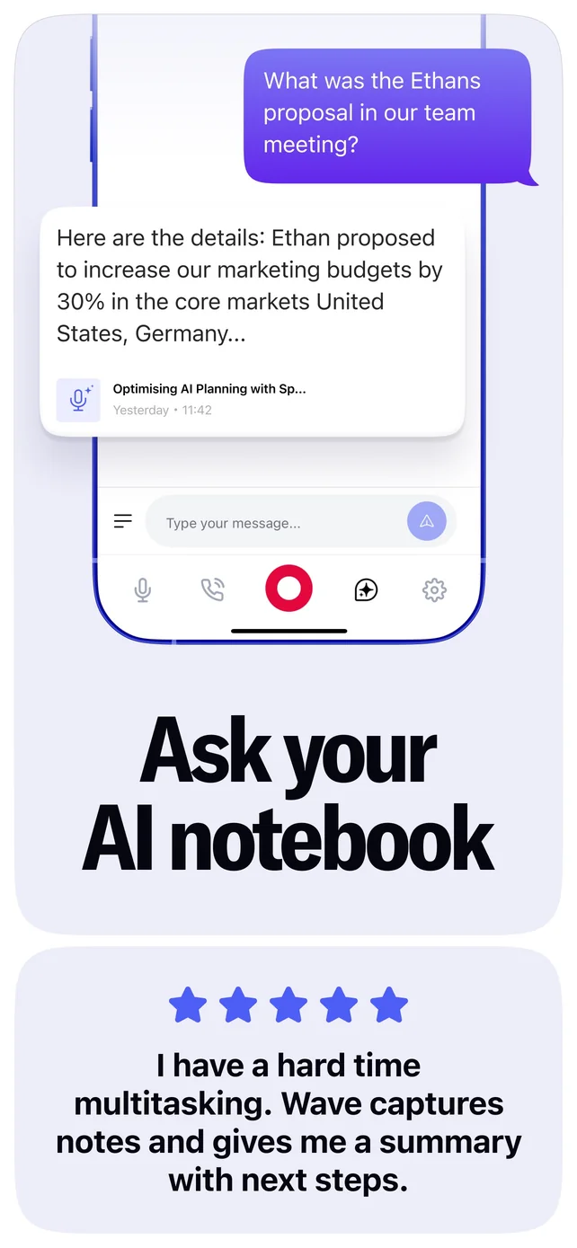 Wave AI Note Taker & Recorder App Store screenshot 3