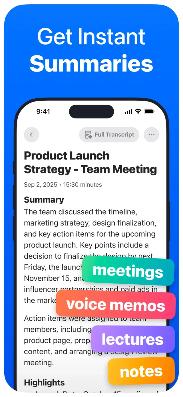 Echo – AI Meeting Note Taker App Store screenshot 3