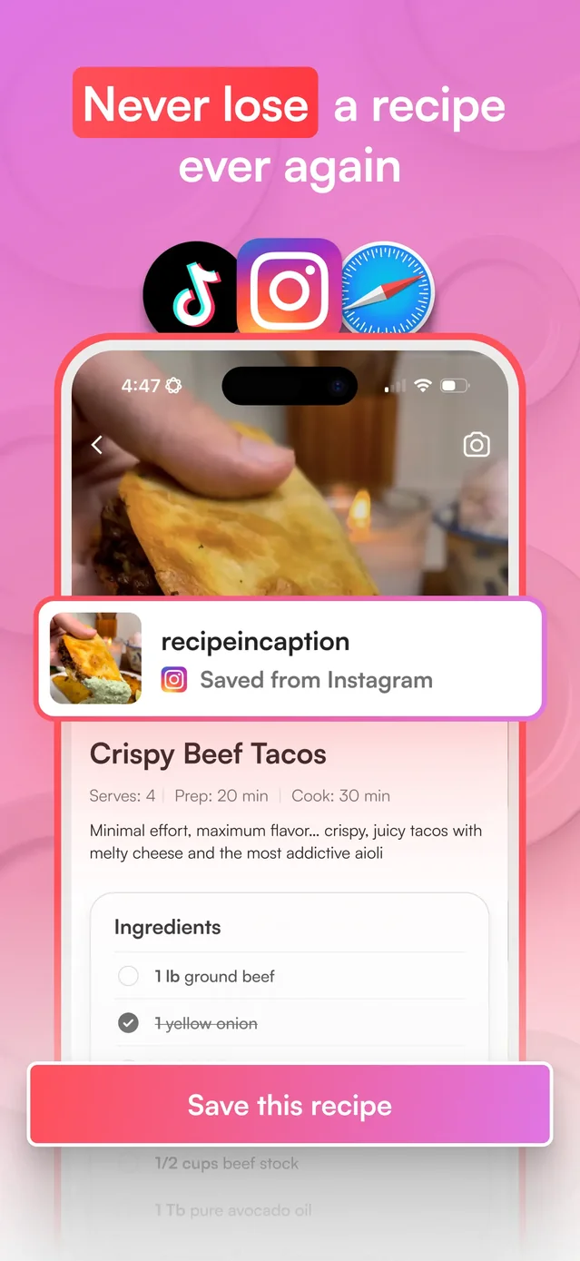 Osta: Save & Share Recipes App Store screenshot 1