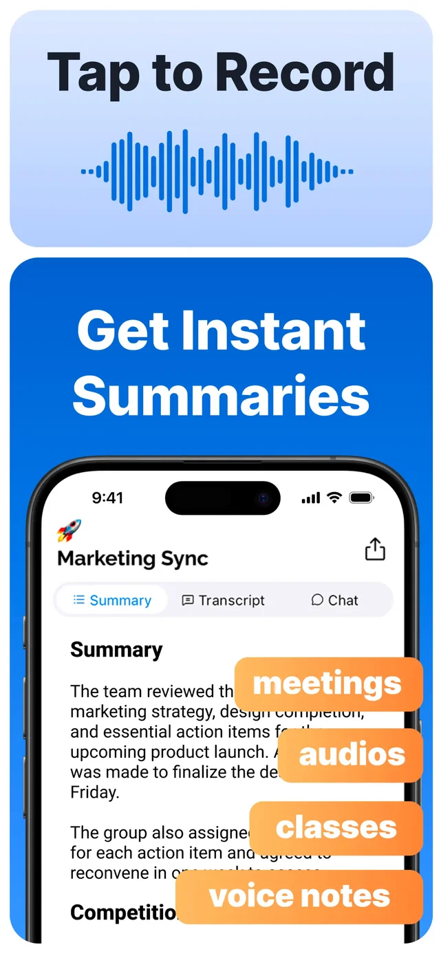 Summary - AI Note Taker App Store screenshot 2
