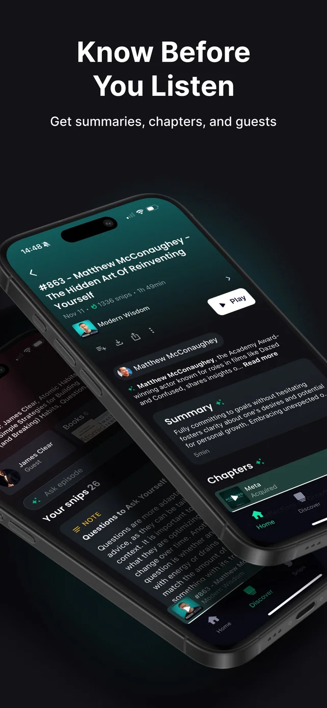 Snipd | AI Podcast Player App Store screenshot 4