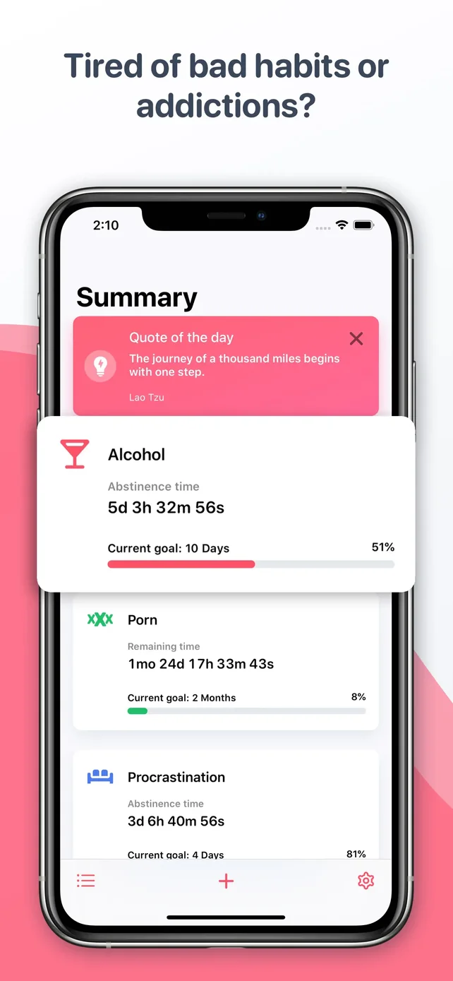 Quitzilla: Quit Tracker App Store screenshot 1