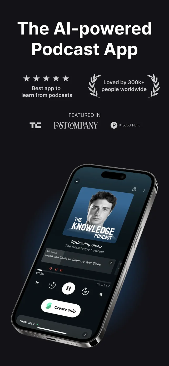 Snipd | AI Podcast Player App Store screenshot 1