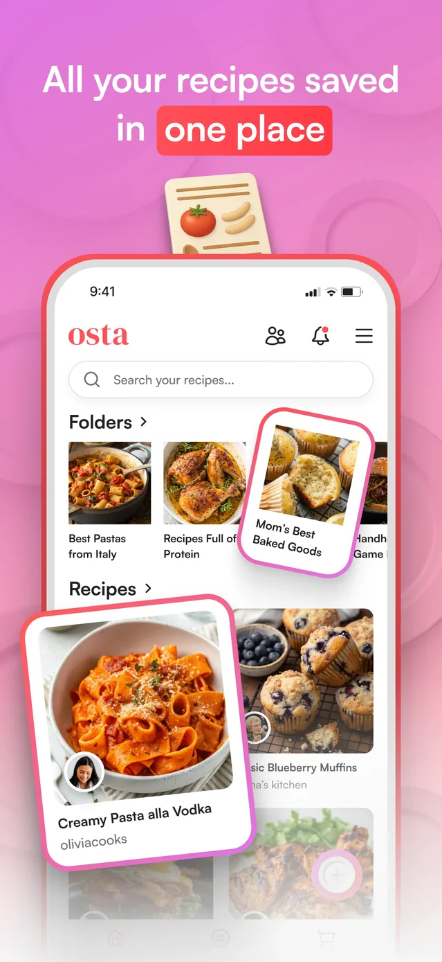 Osta: Save & Share Recipes App Store screenshot 2