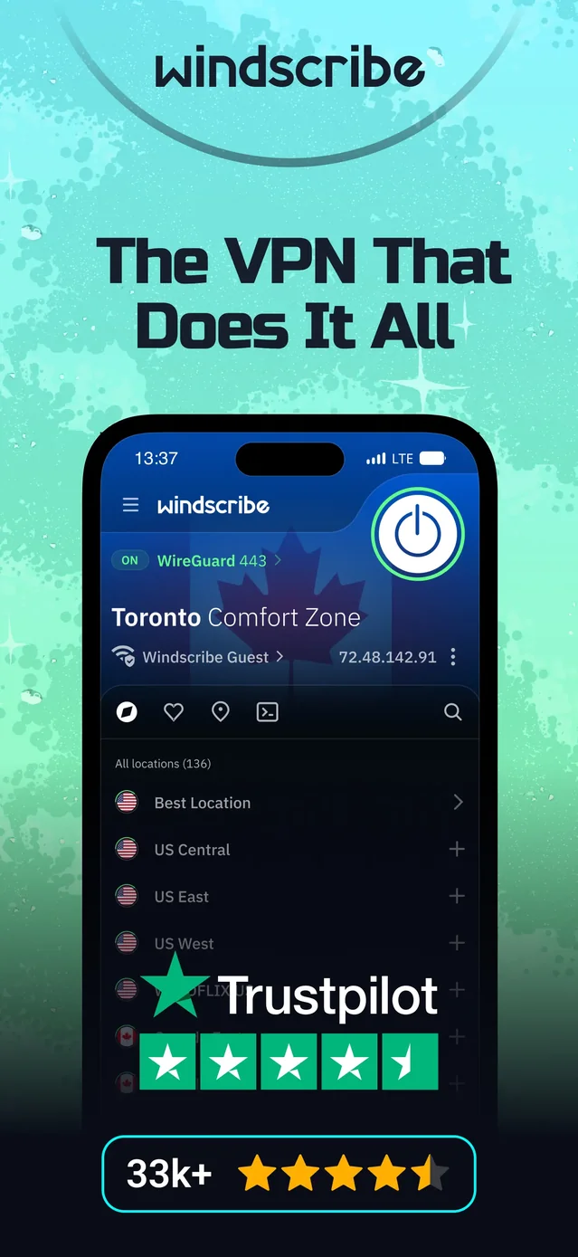 VPN Windscribe: Fast & Secure App Store screenshot 1